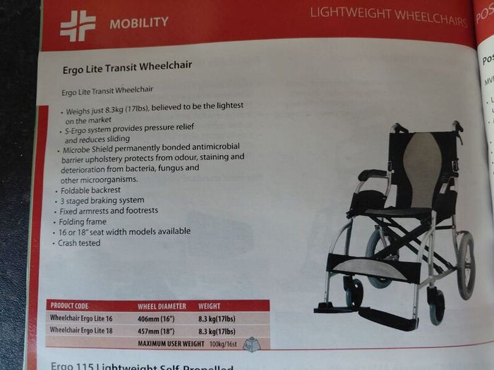 Ergo Lite Transit Wheelchair - Barely Used