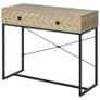 Embossed Arrow Side Table w/ 2 Drawers Metal Frame Handles Back Bar Tabletop Unique Home Style Storage End Console Image 7