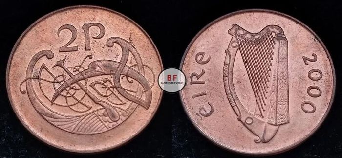 [#2294] - Ireland 2000 | 2 Pence | Irish 2p | KM.21a | UNC