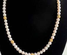 Pearl necklace w/ Gold beads