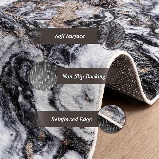 Living Room Rugs Large - 200x300 cm Upgraded 10mm Thick Sponge Soft Low Pile Non Slip Modern Area Rugs for Bedroom Dining Room Lounge, Abstract Non-Shedding Stain Resistant Floor Carpet