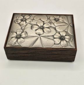 Italian Mid Century Modern Jatoba and Silver Plated Cigarette Box