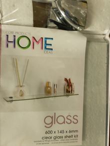 Bathroom glass shelve with brackets , new