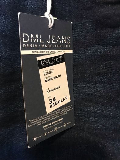 DML Jeans Hunter size 34 waist 32 leg New with tags
