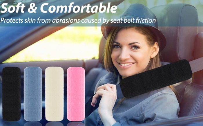 2 Pack Seat Belt Pads, Seat belt Strap Cover, Car Seat belt Comfort Pads, Soft Faux Big Rabbit Fur, Comfort Harness Pads Protect Shoulder Neck Padding for Kids, Adults