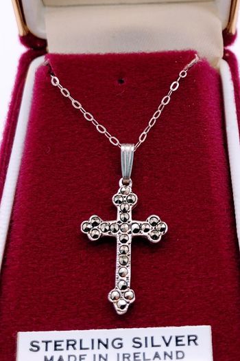 Silver Cross With Marcasites