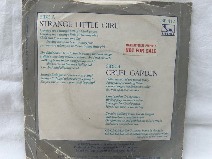 The Stranglers Strange Little Girl 7 inch UK PROMO