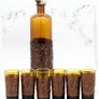 Vintage Amber Glass Decanter Glasses Set Image 6