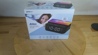 Groov-E FM Alarm Clock Radio with USB & Wireless Charging - Black | GVWC06BK Boxed