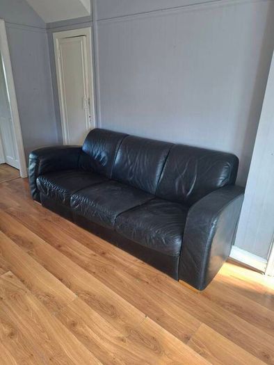 FREE - Natuzzi Black Leather 3 Seat Sofa