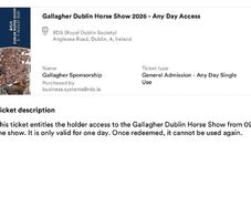 RDS horse show tickets. 2 adults.