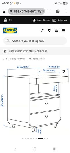 Changing table with drawers