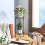 2-Tier Tall Metal Plant Stand, Bronze, 70x30cm, Indoor/Outdoor, Anti-Rust, Easy Assembly Image 2