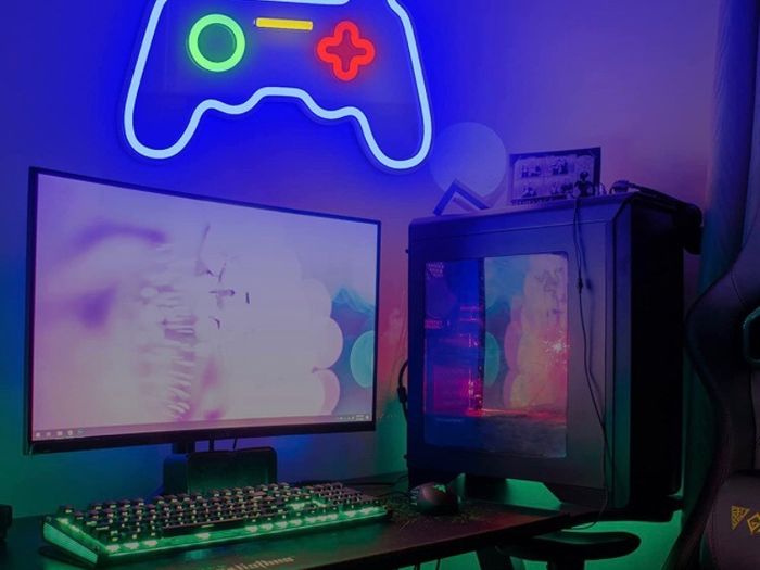 Game Neon Sign(16"x10.8"),Cisteen Gamepad Neon Light Sign with Acrylic Board, USB Powered Led Wall Light Decorations,Gaming Neon Lights for Bedroom,Game Room,Man Cave,Bar,Party