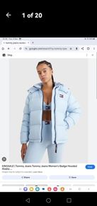 Tommy Jeans Women Alaska Down Puffer Jacket - Light Blue - Size M UK 14 - BNWT RRP 240