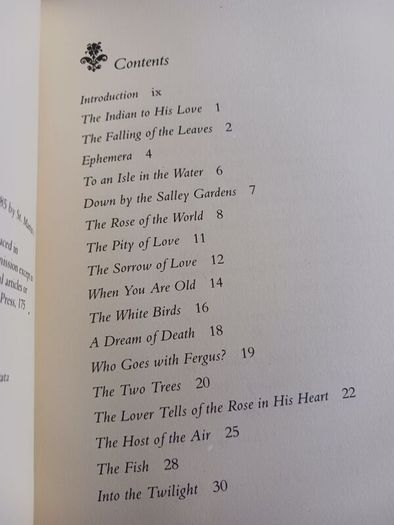 W.B.Yeats / A Poet to his Beloved/ The Early Love Poems/ 1985