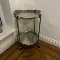 Rolling metal tray side table with removable trays
