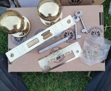 Mortice Door Locks with Brass Knobs - 10 sets.
