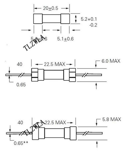 Axial glass Fuse 230v F3.15A