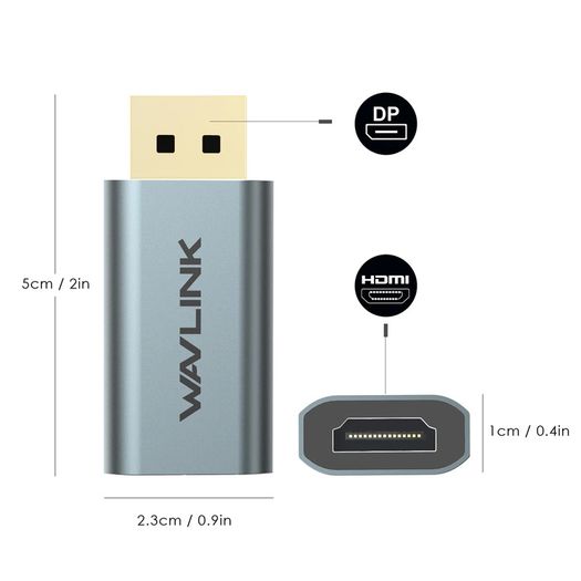 Wavlink Premium Active DisplayPort (Male) to HDMI (Female) UHD (4K@60Hz) (Aluminum Alloy/Gold Plated) Adapter (Brand New/Warranty)