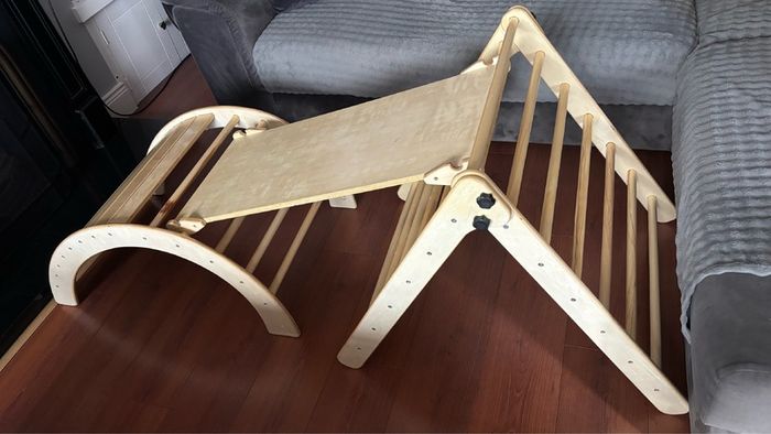 Wooden climbing set