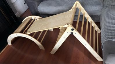 Wooden climbing set
