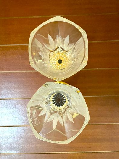 2 Killarney Crystal Vases 22ct Gold Finish bases