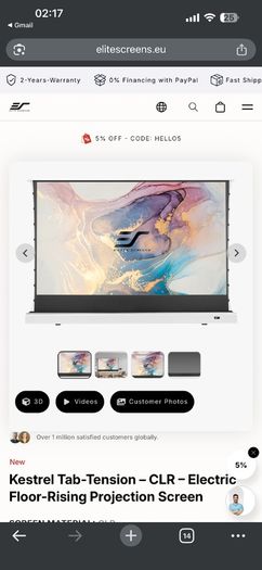 100 Inch CLR Electric Projection Screen