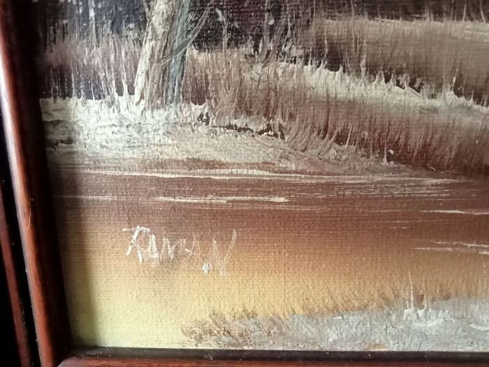 Signed Oil Painting Beautiful Winter Landscape