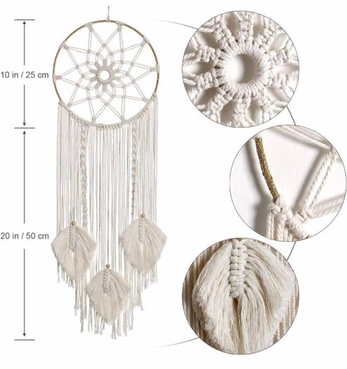 Dream Catchers for Bedroom-Macrame Woven Wall Hanging Handmade Dreamcatcher with Tassel (MULTIPLE STYLES)