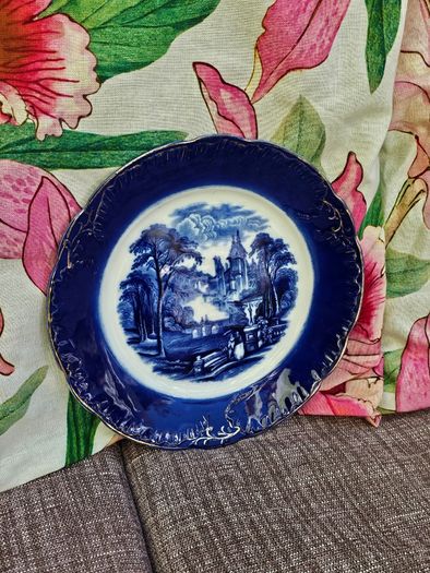 Antique Wedgwood & Co Royal Semi Porcelain Plate England c.1890-1900 Landscape Castle