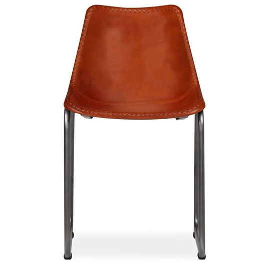 Dining Chairs 6 pcs Brown Real Leather