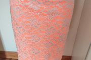 BNWT  beige/orange neon midi lace skirt  F&amp;F size UK16 EU44 Postage included