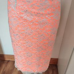 BNWT  beige/orange neon midi lace skirt  F&F size UK16 EU44 Postage included