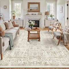 Vintage Rugs Living Room Area Rug 300x400cm Brown Washable Machine Washable Non Slip Large Retro Rug,for Living Room Bedroom Dining Room Office Indoor Low Pile Carpet