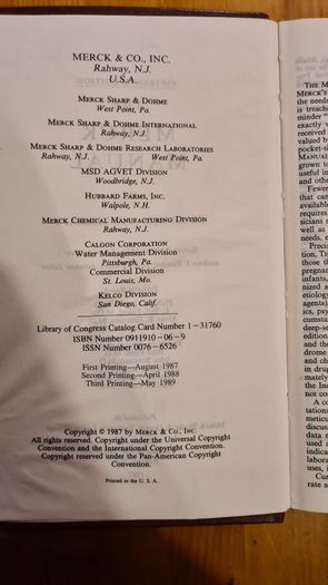 1987. The Merck Manual Fifteenth Edition. Medical. Hardback. In Good Condition