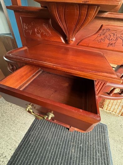 Vintage Mahogany Hall Stand with Mirror & Hooks