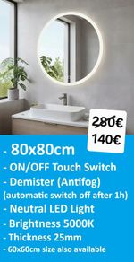 LED Bathroom Mirror 80cm