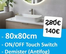 LED Bathroom Mirror 80cm Antifog Demister
