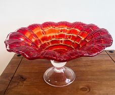 Vintage LE Smith Amberina Glass Compote