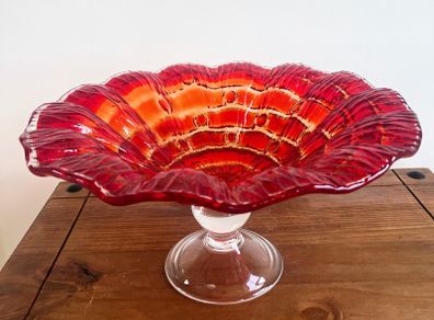 Vintage LE Smith Amberina Glass Compote