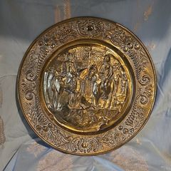 Vintage embossed brass wall plate