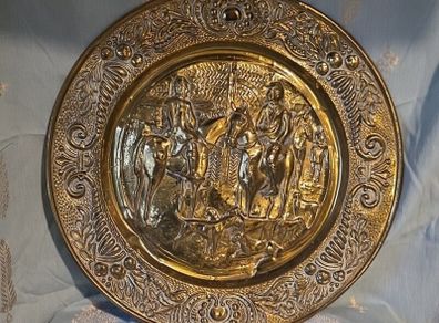 Vintage embossed brass wall plate