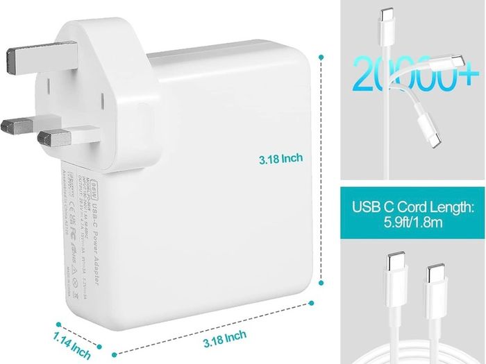 MacBook Pro Charger 96W Super Fast Laptop Charger for MacBook Air USB C Compatible with MacBook Pro 16,15,14,13 inches, iPad Pro 12.9, 11inches and all USB C devices