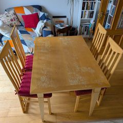 Wooden dining table and 4 chairs