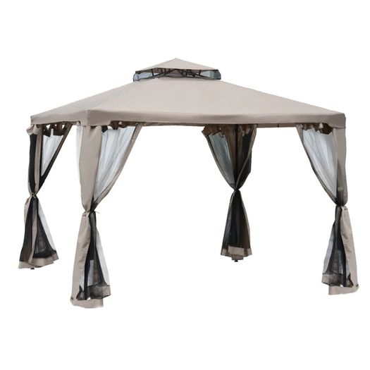 3 x 3m Metal Gazebo Garden Outdoor Marquee Party Tent Canopy Pavillion Patio Shelter with Mesh Sidewalls (FREE SHIPPING)