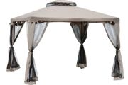 3 x 3m Metal Gazebo Garden Outdoor Marquee Party Tent Canopy Pavillion Patio Shelter with Mesh Sidewalls Taupe 2.95m Pavilion 2-tier