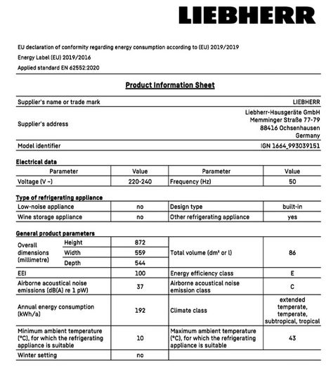 No frost freezer Liebherr / brand new condition