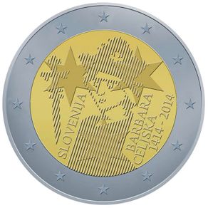Slovenia 2 Euro Commemorative Coin 2014 - Barbara of Cilli. Uncirculated.