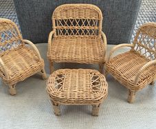 Vintage Rattan Doll Furnitures Set
